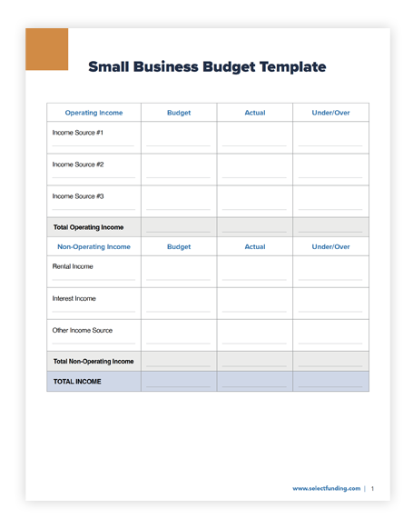 Small Business Budget Template Download | Select Funding